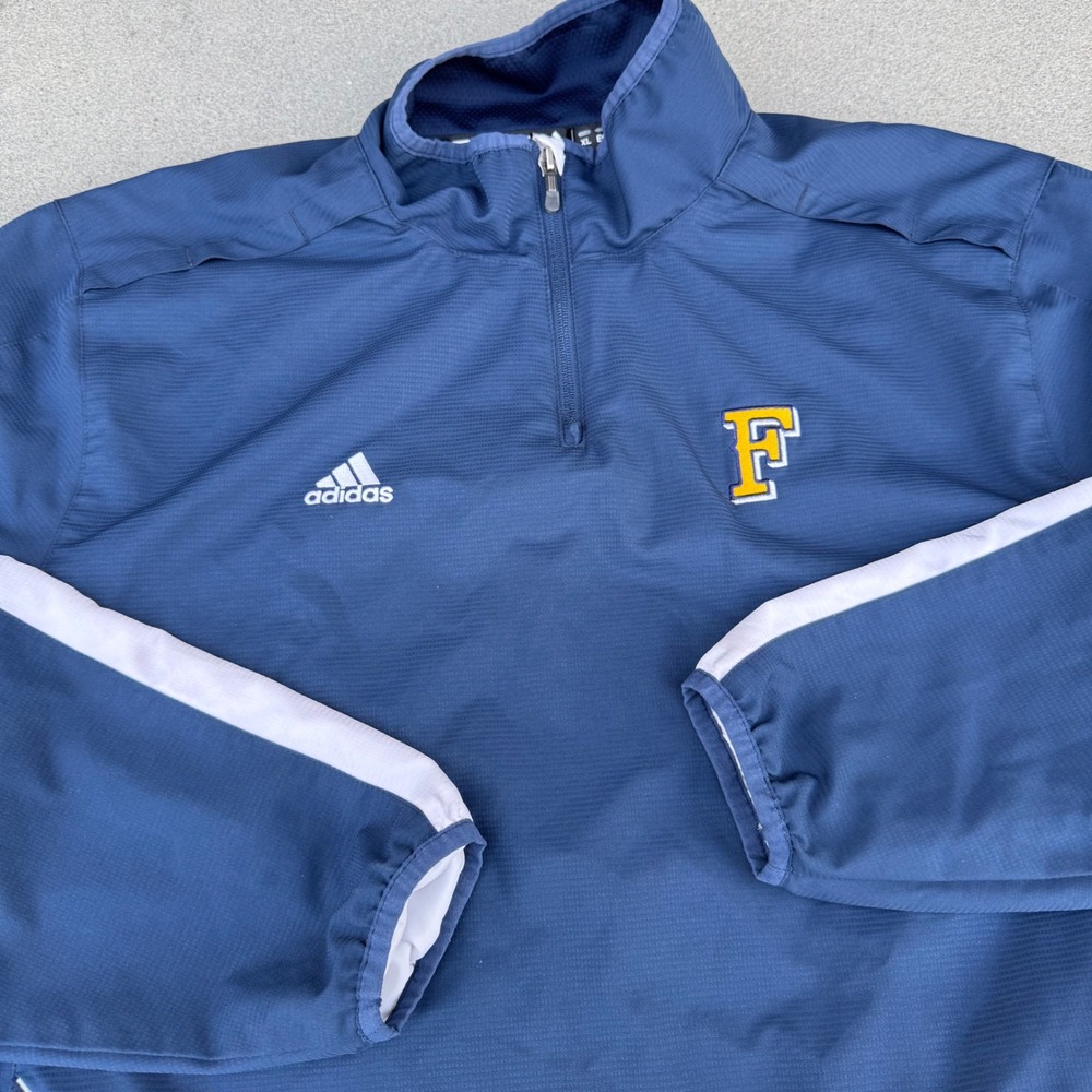 Adidas Mens XL Navy Blue 1/4 Zip Windbreaker Pullover Jacket